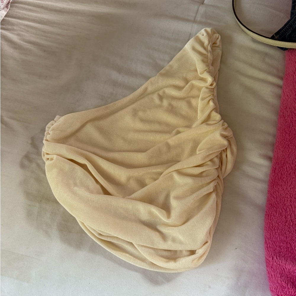 Amazon Cream One-Shoulder Crop Top
